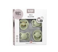 BIBS Tétines Pack Try it – Lot de 4 Taille 1 (0-6 mois) – Latex/Silicone – Sage – Sans BPA