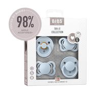 BIBS Try-it Tétine, 0-6 mois, lot de 4, Baby Blue | Plusieurs formes de tétine | Latex de caoutchouc naturel & silicone | Taille 1 | Sans BPA | Fabriqué au Danemark