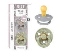 BIBS x Liberty Colour Tétine, 0-6 mois, lot de 2, Capel Cloud/Sage | Sucette ronde | Latex de caoutchouc naturel | Taille 1 | Sans BPA | Fabriqué au Danemark | Haute acceptation