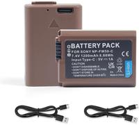 BIBT-Np-Fw50 Lot De 2 Batteries De Rechange,1200 Mah,Type C,Charge Directe,Pour Sony Zv-E10,A7,A7Sii,A7R,A7Rii,A3000,A6000,A6300,A6500,Rx10,Sony Nex 3/5/7 Et Slt-A