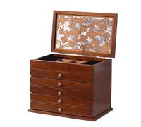 BIBTOO Boîte de Rangement à Bijoux 6 Niveaux en Bois, Style rétro, Grande capacité, Multifonction, for la Maison