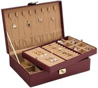 BIBTOO Boîte de Rangement à Bijoux Double Couche de Grande capacité avec Serrure, pouvant contenir des Colliers, des bagues, des Accessoires for Cheveux(1)