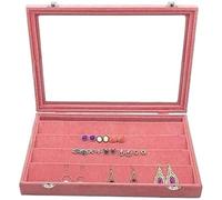 BIBTOO Boîte de Rangement en Velours avec Couvercle en Verre for Bijoux, Boucles d'oreilles, Colliers et Bracelets(6,28 * 20 * 5cm)