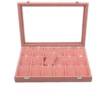 BIBTOO Boîte de Rangement en Velours avec Couvercle en Verre for Bijoux, Boucles d'oreilles, Colliers et Bracelets(2,35 * 24 * 5cm)