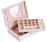 BIBTOO Boîte de Rangement for Bijoux, Grande capacité, verrouillable, boîte de Maquillage, vitrine à Bijoux avec Miroir, Organisateur de Bijoux, boîte à Bijoux(3)