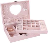 BIBTOO Boîte de Rangement for Bijoux, Grande capacité, verrouillable, boîte de Maquillage, vitrine à Bijoux avec Miroir, Organisateur de Bijoux, boîte à Bijoux(2)