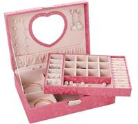BIBTOO Boîte de Rangement for Bijoux, Grande capacité, verrouillable, boîte de Maquillage, vitrine à Bijoux avec Miroir, Organisateur de Bijoux, boîte à Bijoux(1)