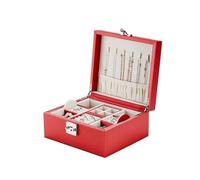 BIBTOO Boîte de Rangement for Boucles d'oreilles, Colliers, Montres, 23 x 20 x 11 cm, avec Serrure à clé et 1 Petit Porte-Bijoux Portable.(2)