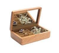BIBTOO Boîte de Rangement for Boucles d'oreilles et Bijoux, Mini boîte à Bijoux en Bois Massif, étui à Bijoux de Voyage Portable, Style rétro