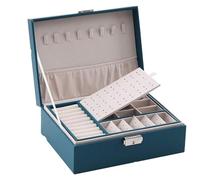 BIBTOO Boîte de Rangement for Montres et Bijoux avec Serrure, boîtier Double Couche for Femmes, présentoir à Bijoux empilable(2)