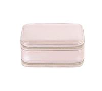 BIBTOO Boîte de Rangement Portable à Double Fermeture éclair for Bijoux, bagues, Boucles d'oreilles, Colliers, Bijoux, Rouge à lèvres, cosmétiques, en Cuir PU(1)