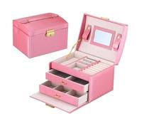 BIBTOO Boîte de Rangement Portable en Cuir PU for Bijoux, Colliers, Boucles d'oreilles, bagues, Bracelets, Montres