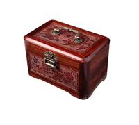 BIBTOO Coffret à Bijoux en Acajou, boîte de Rangement rétro Chinoise, Petite boîte de Rangement for bagues, Boucles d'oreilles, Colliers, Bracelets, Montres