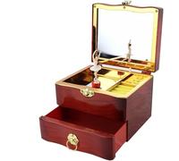 BIBTOO Coffret à Bijoux en Bois à 2 Niveaux, boîte à Bijoux Musicale for Fille avec Miroir
