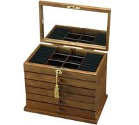 BIBTOO Coffret à Bijoux en Bois, Grand Format, Miroir intégré, 5 tiroirs, idéal for Les Femmes