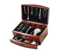 BIBTOO Coffret à Bijoux en Bois Massif Vintage avec tiroirs for bagues, Bracelets, Montres, Colliers, Boucles d'oreilles et Accessoires