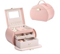 BIBTOO Coffret à Bijoux Multicouches Grande capacité avec Miroir, 2 tiroirs verrouillables, présentoir de Rangement for Bracelets, Boucles d'oreilles, bagues, Cadeaux for Filles et Femmes(2)
