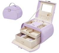 BIBTOO Coffret à Bijoux Multicouches Grande capacité avec Miroir, 2 tiroirs verrouillables, présentoir de Rangement for Bracelets, Boucles d'oreilles, bagues, Cadeaux for Filles et Femmes(1)