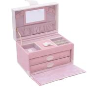 BIBTOO Grande boîte à Bijoux de Voyage, Cadeau for Femme, for bagues, Boucles d'oreilles, Bracelets, Miroir intégré, Cadeau de Mariage
