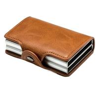 BIBTOO Mini Portefeuille Double en métal, Porte-Cartes de crédit Vintage en Cuir for Hommes et Femmes, Porte-Cartes de Visite, Porte-Badge