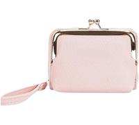 BIBTOO Petit Portefeuille for Femme en Cuir avec Mini Pochette et dragonne(Pink)