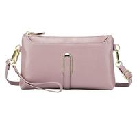 BIBTOO Pochette en Cuir véritable for Femme, Sac à Main à bandoulière, Petit Format, Portefeuille for téléphone Portable(Pink)