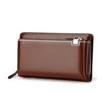 BIBTOO Pochette for Homme, Portefeuille de Grande capacité, Pochette for téléphone Portable, Portefeuille Multifonction for Homme(Brown)