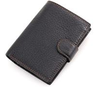 BIBTOO Portefeuille Exquis 100% véritable for Hommes, Porte-Monnaie Multifonction en Cuir, Petit Porte-Cartes, Vintage, Grande capacité, Porte-Billets, Organisateur de Poche(Black)