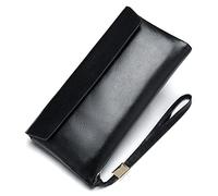 BIBTOO Portefeuille for Homme avec Porte-Cartes de crédit et Long Portefeuille en Cuir véritable avec Fermeture éclair et emplacements for Cartes de crédit(Black)