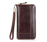 BIBTOO Portefeuille Long en Cuir véritable for Homme, Porte-Cartes, Pochette, téléphone Portable, Portefeuilles for Hommes