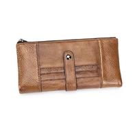 BIBTOO Portefeuille Long for Homme Portefeuille Vintage en Cuir for Homme Pochette for Cartes de crédit Profil Bas avec Fermeture éclair(A)