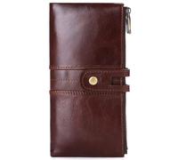 BIBTOO Portefeuilles en Cuir for Hommes Portefeuille Long à Deux Volets Pochette zippée Sac à Main de Voyage(Black)