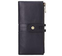 BIBTOO Portefeuilles en Cuir for Hommes Portefeuille Long à Deux Volets Pochette zippée Sac à Main de Voyage(Brown)