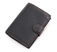 BIBTOO Portefeuilles for Hommes Portefeuille à Trois Volets en Cuir véritable de Grande capacité for Hommes/Porte-Cartes de crédit avec fenêtre d'identification(A)
