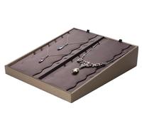 BIBTOO Présentoir à Bijoux en Cuir PU, Plateau de présentation for Colliers, empilable, 18 Crochets, présentoir à Bijoux, présentoir décoratif for Commode, présentoir à Bijoux à Une Seule Plaque(3)