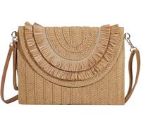 BIBTOO Sacs à Main en Paille(2raffia Fringed Khaki)