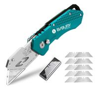 BIBURY Couteau universel, couteau pliant universel, cutter portable avec 10 lames en acier inoxydable SK5 supplémentaires, bouton Easy Release, clip de ceinture, changement rapide, pour tapis, papier