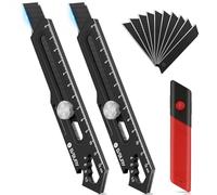 BIBURY Lot de 2 cutters professionnels en acier inoxydable avec lame sécable 10 SK5 de 18 mm - Multifonctions - Moulé sous pression - Noir