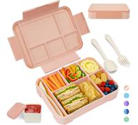 BIBURY Lunch Box, Bento Lunch Box Enfant Adulte 1300ml avec 5 Compartiments, Boite Repas Étanche, Lunchbox sans BPA, Couverts & Boîte à Sauce, pour Micro-onde Lave-vaisselle, École Pique Nique Travail