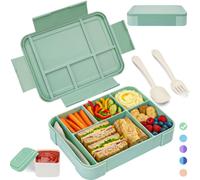 BIBURY Lunch Box, Bento Lunch Box Enfant Adulte 1300ml avec 5 Compartiments, Boite Repas Étanche, Lunchbox sans BPA, Couverts & Boîte à Sauce, pour Micro-onde Lave-vaisselle, École Pique Nique Travail
