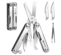 BIBURY Multitool, Multi Tool de Poche EDC, Ciseaux Multifonctions avec Brise-vitre, Outil Multifonction pour Urgences et l'usage Quotidien, Idée Cadeau Homme, Gadgets EDC, Cadeau Noel Homme - Argenté