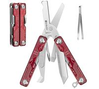 BIBURY Multitool, Multi Tool de Poche EDC, Ciseaux Multifonctions avec Brise-vitre, Outil Multifonction pour Urgences et l'usage Quotidien, Idée Cadeau Homme, Gadgets EDC, Cadeau Noel Homme - Rouge