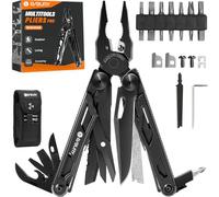 BIBURY Pince Multifonctions en Acier Inoxydable, Outil Multifonction avec Ciseaux, Scie et de Tournevis Interchangeables, Multitool pour Extérieur, Camping, Randonnée, Idee Cadeau Homme Original