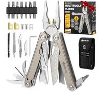 BIBURY Pince Multifonctions en Alliage de Titane et Acier Damas, Outil Multifonction, Multitool, Idee Cadeau Homme, Anniversaire, Saint Valentin, Cadeau Noel Homme pour Camping, Randonnée, Survie