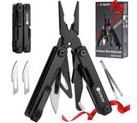 BIBURY Pince Multifonctions, Multitool Poche EDC, Outil Multifonction avec Brise-vitre, Multi Tool pour les Urgences et l'usage Quotidien, Idée Cadeau Homme, Gadgets EDC, Cadeau Noel Homme - Noir