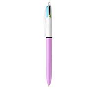 BIC - 1 Stylo 4 couleurs classiques - Corps Rose Métalisé - Pointe Moyenne : 1 mm