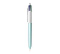 BIC - 1 Stylo 4 Couleurs Classiques (Noir, Bleu, Vert et Rouge) - Décor Pearl Turquoise Nacré - Pointe Moyenne : 1 mm