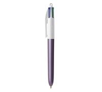 BIC - 1 Stylo 4 Couleurs Classiques (Noir, Bleu, Vert et Rouge) - Décor Pearl Violet Nacré - Pointe Moyenne : 1 mm