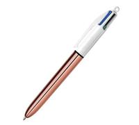 BIC - 1 Stylo 4 Couleurs - Corps Blanc/Vieux Rose Métallisé - Encre : 4 Couleurs Classiques