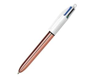 BIC - 1 Stylo 4 Couleurs - Corps Blanc/Vieux Rose Métallisé - Encre : 4 Couleurs Classiques